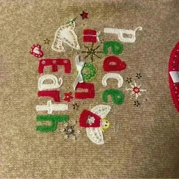 Tiara International Vintage Peace on Earth Ugly Holiday Christmas Sweater L - Picture 10 of 10